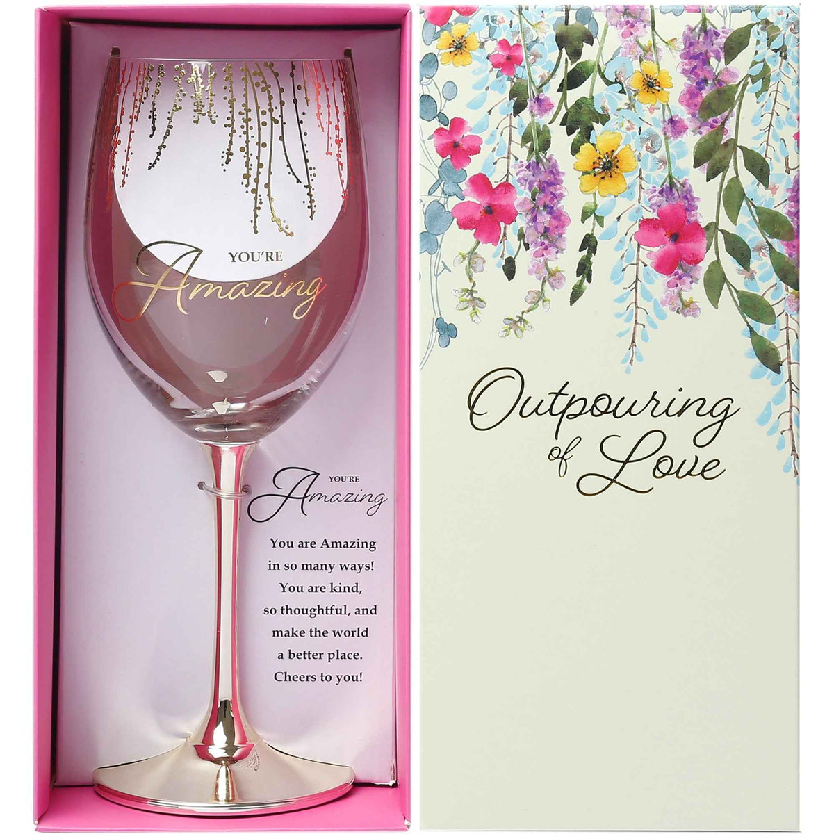 Pavilion You're Amazing Gift-Boxed Crystal Wine Glass, 19 oz
