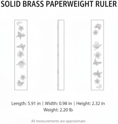 Brass Paperweight and Ruler Set