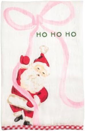Mud Pie Printed Santa Bow Decorative Bar Towel, Decorative Kitchen &