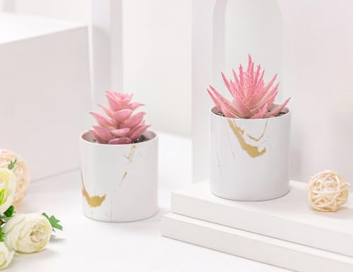 Der Rose 2 Pack Fake Plants Pink Room Decor for Office Desk