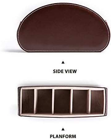 Remote Control Holders Organizer Box with 5 Compartment PU Leather