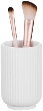 mDesign Fluted Resin 3-Piece Bathroom Vanity Countertop Accessories