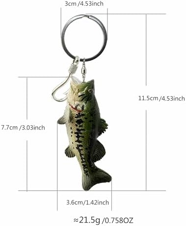 Bass Fishing Keychain Gifts, Bass Fish Key Chain for Men, Cool Fishing