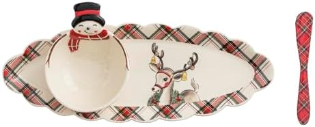 Mud Pie Christmas Christmas Tartan Tray & Tidbit Set