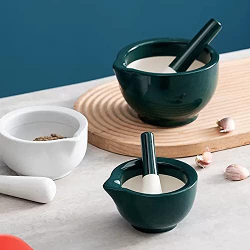 Mortar and Pestle Porcelain Mortar and Pestle Set, Dark Green Mortar