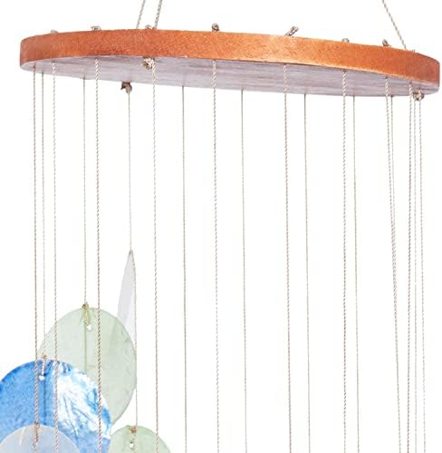 Deco 79 Capiz Shell Spiral Waterfall Windchime, 6" x 6" x 31", Tan