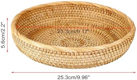 Hipiwe 9.9" Round Key Basket Bowl for Entryway Table Handwven Rattan