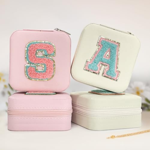 SANDJEST Personalized Jewelry Box, White Travel Jewelry Box with