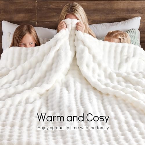 Lotus Karen 3D Bubble Fleece Blanket for Couch - Ultra Soft Fluffy