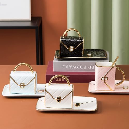 YnsfreeCeramic Purse Coffee Mugs Set Tea Cup Unique Bag shaped mug and