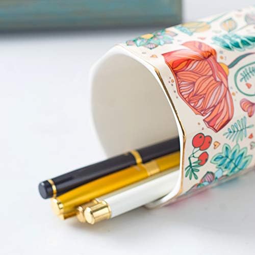 Ceramic Pen Holder For Desk Cute Flower Stand Aesthetic Floral Pencil