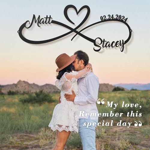 Wedding Gifts for Couples, Personalized Metal Infinity Heart Sign With