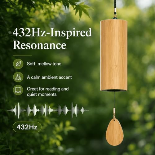 Bamboo Wind Chime-432Hz Tuned for Relaxation Focus Meditation & Patio