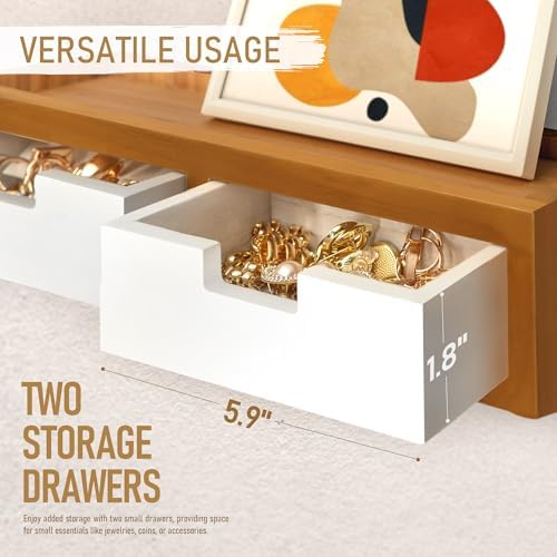 Rebee Vision Key Holder Wall Mount for Room Decor, Light Brown & White
