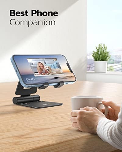 Nulaxy 2 Pack Aluminum Dual Folding Cell Phone Stanr for Desk, Black &
