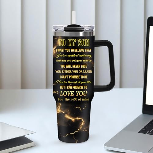 Jekeno To My Son Lion King Tumbler with Handle and Straw 40oz |Custom
