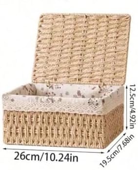 Woven Reusable Storage Basket Tray, Home Desktop Organization Decor