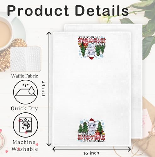 I Want a Hippopotamus for Christmas Kitchen Towels, Hippo Lover Gifts