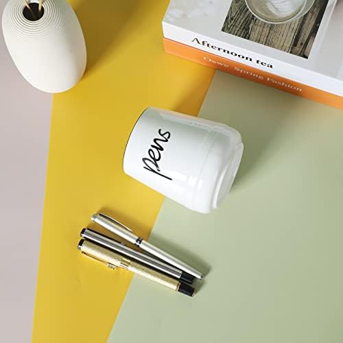LEETOYI Ceramic Farmhouse Pen Holder for Desk, Pencil Organizer 16oz