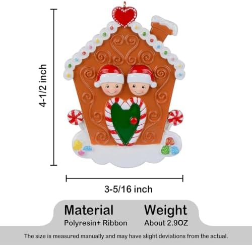 Family of 2 Christmas Ornament 2026, Personalized Gingerbread House
