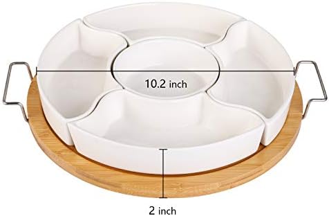 yarlung Ceramic Divided Serving Dishes Platter with Clear Lid, 11 Inch