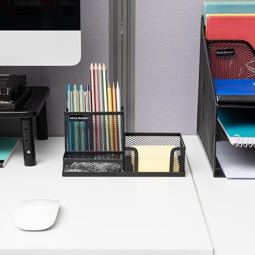 Mind Reader Desktop Organizer, Pen Holder, Clip Basket, Storage