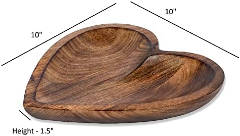 EDHAS Mango Wood Heart Curved Shaped Decorative Bowl for Table