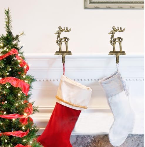 Christmas Stocking Holder, Reindeer Mantel Hanger Hook