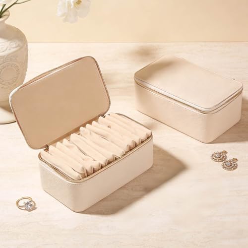 shunmei Travel Jewelry Box with 12 Velvet Jewelry Zipper Pockets