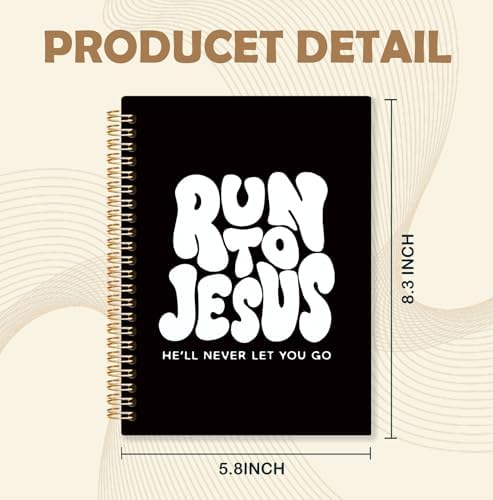 Black and White Christian Spiral Notebook, Run to Jesus Bible Verse