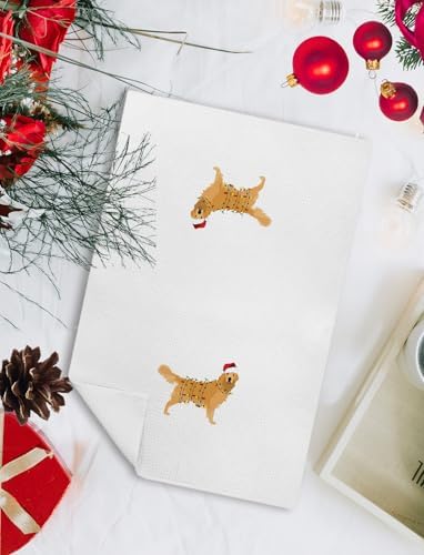 Christmas Golden Retriever Kitchen Towels, Golden Retriever Gifts for