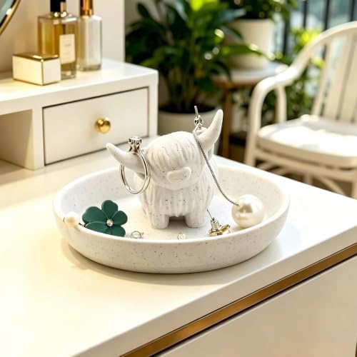 Highland Cow Ring Holder Jewelry Dish Gifts for Women Home Desk Decor