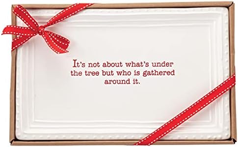 Mud Pie Christmas Treat Tray, White Ceramic Under the Tree Cookie Tray