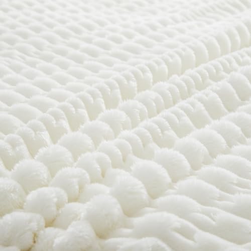 Leximan Ribbed Fleece Throw Blanket, Ultra-Soft Plush Blanket for