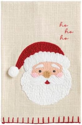 Mud Pie Santa Embroidered Towel, Decorative Cotton Kitchen Towel