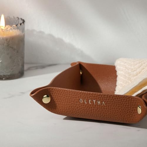 OLETHA Foldable Valet Tray, Travel Essentials for Women, Brown