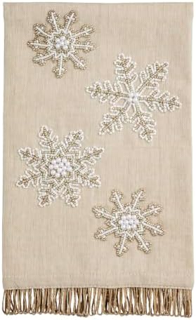Mud Pie Snowflake White Christmas Decorative Bar Towel, Decorative