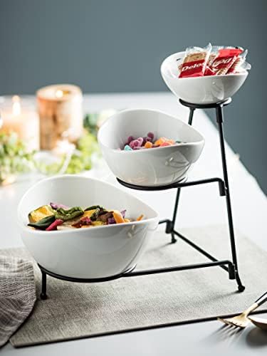 Miamolo 3 Tier Serving Bowls with Stand, Chip and Dip Bowl for
