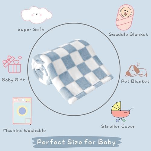 Yurhap Checkered Baby Blanket Fleece Baby Blankets for Boys, Ultra