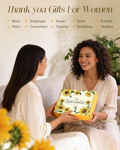 7pcs Thank You Gift Basket for Women, Crochet Sunflower