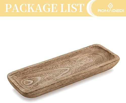 Romadedi Paulownia Wood Dough Bowl for Decor, Candle Tray 16 in Long