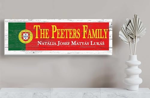 Wooden Portuguese Flag Sign - Custom Names - Personalized Portugal