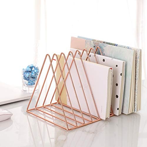 Sooyee 9 Slot Metal Record Holder Storage, Rose Gold
