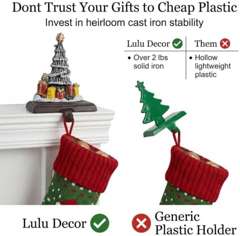 Lulu Decor, Cast Iron Decorative Christmas Tree Stocking Holders for