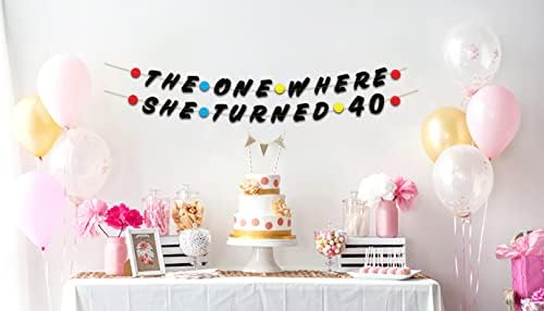 Pre-Strung Friends Themed 40th Birthday Black Glitter Banner - 40th