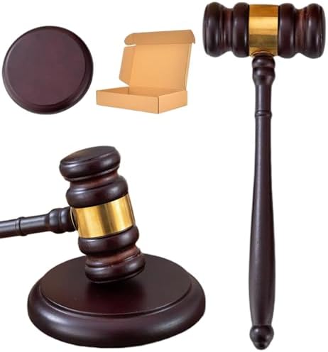 Gavel and Block Set 9.65x3.43" Natrual Wooden Gavel with 4.72" Round