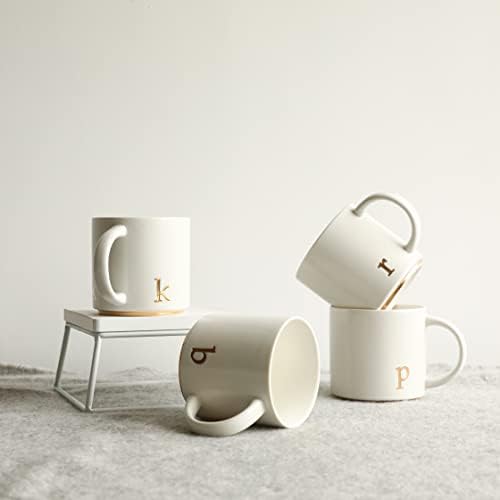 COLLECTIVE HOME Ceramic Coffee Mug, 15 oz Monogram Cup with Gift