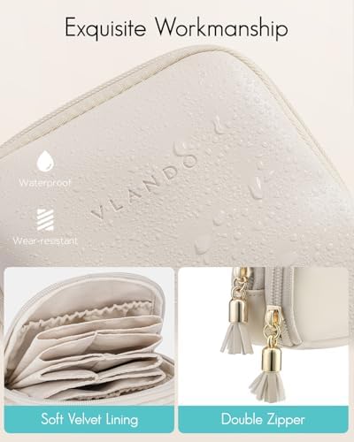 VLANDO Jewelry Travel Case with 2 Layers for Necklaces,Rings,Earrings