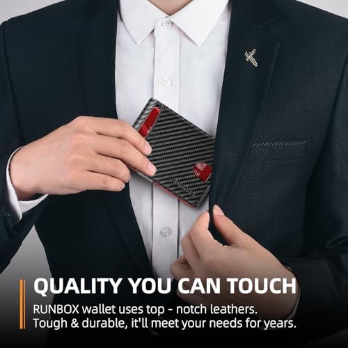 RUNBOX Slim Money Clip Wallet for Men, RFID Blocking Bifold, Front