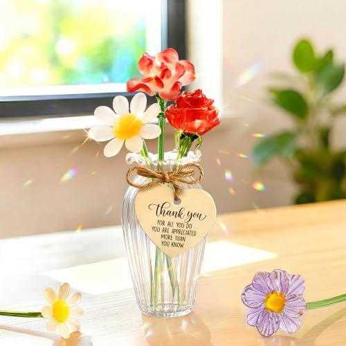 Gossby Thank You Gifts for Women - Mini Glass Flower Bouquet